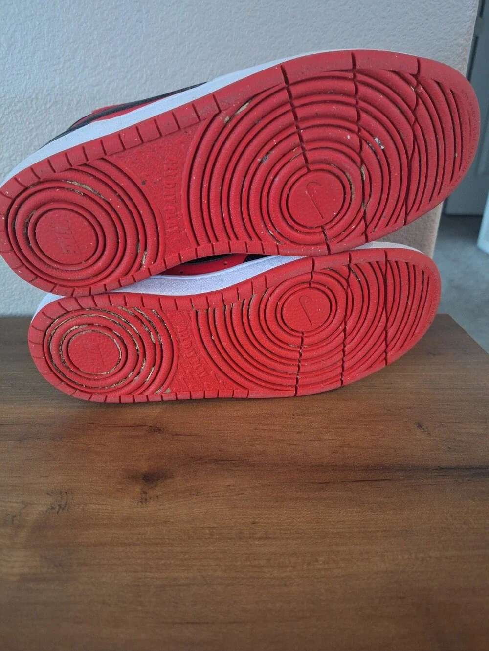 Nike Black and Red Mid-Top Sneakers with Strap